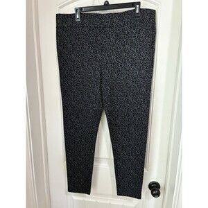 Loft XL Pull on Pants Blue Gray Black Animal Print Leopard NWT